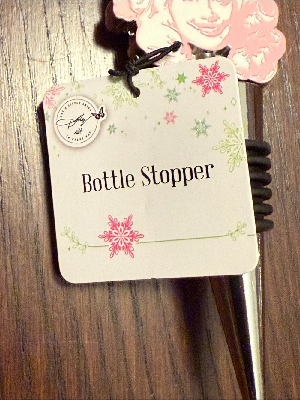 DOLLY Parton Pink Face Bottle Stopper Christmas Santa Hat Holiday Wine Saver